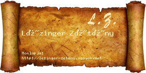 Lézinger Zétény névjegykártya